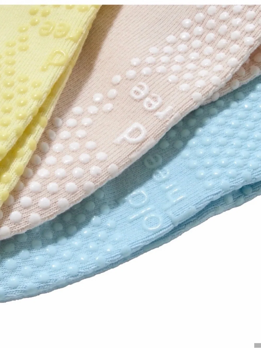Hold For Three Pilates Ankle Socks - Pastel Blue, Yellow & Cream,  NWT